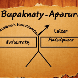 An image depicting a scale, with one side representing the advantages of bankruptcy (e