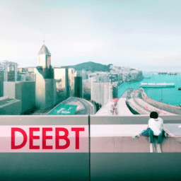 An image depicting two contrasting scenarios: a bankrupt individual overwhelmed with debt, facing a bleak future, versus an individual who successfully navigated an IVA, now debt-free and thriving in Hong Kong's vibrant cityscape