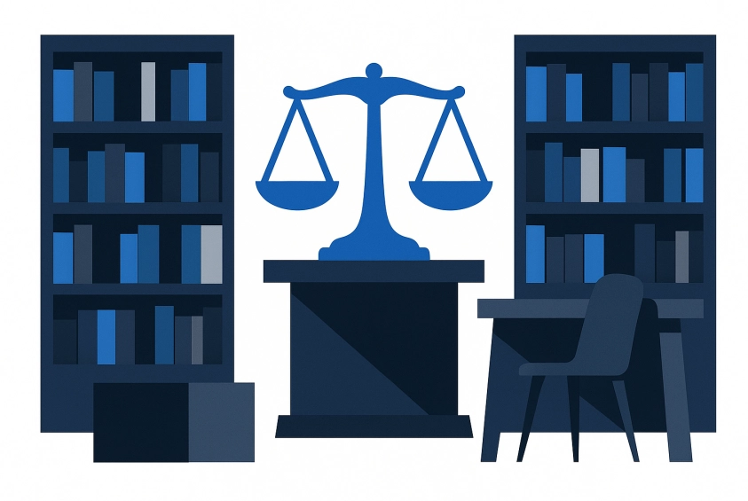 Geometric abstract legal library scene